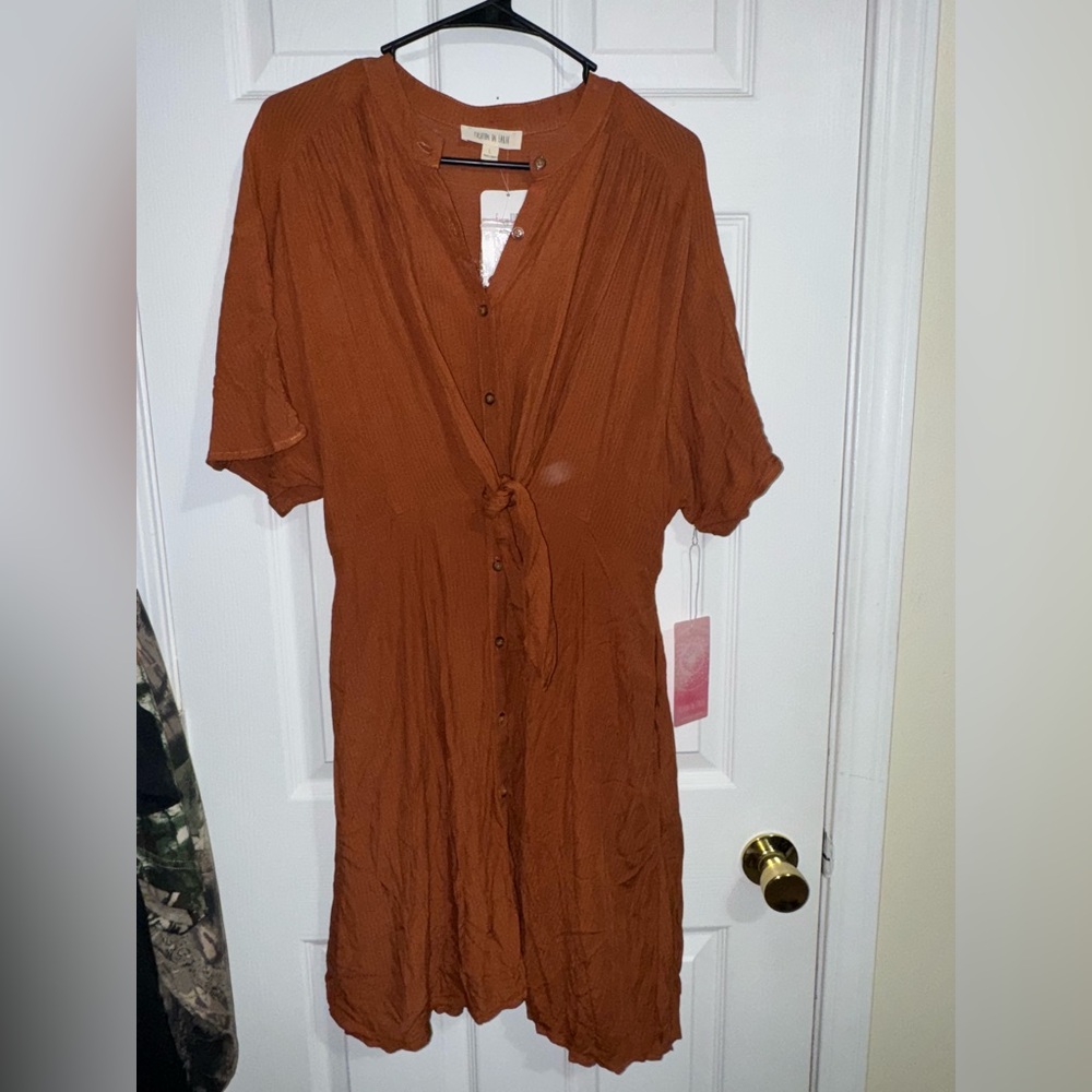 Deep Orange Button Down Dress NWT